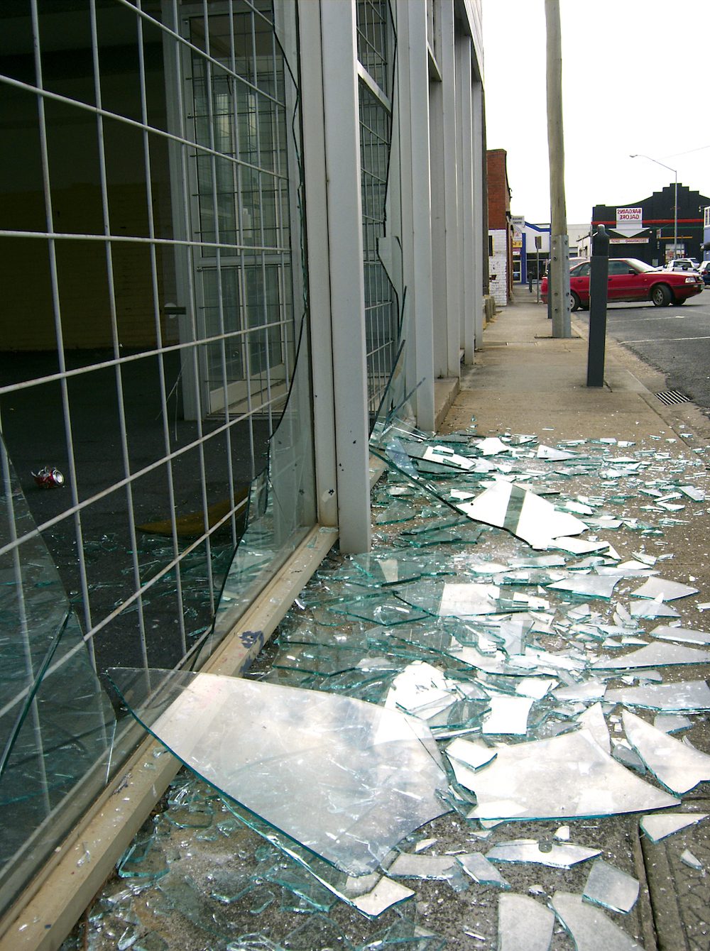 Broken shop window Film in San Francisco