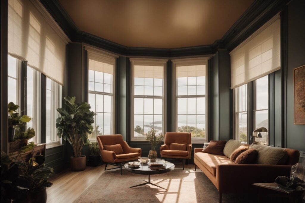 San Francisco home interior with opaque windows