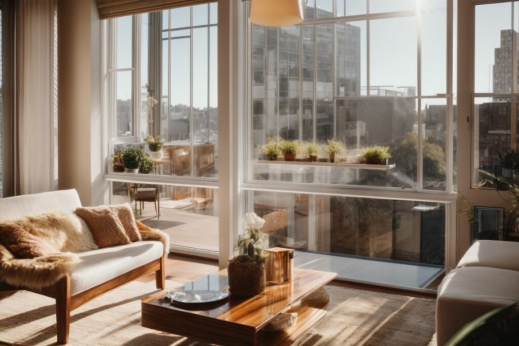 San Francisco home interior with sunlight filtering through window film