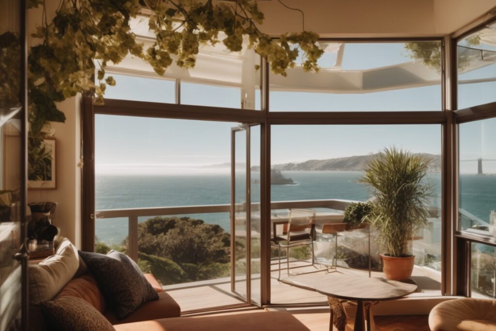 San Francisco home interior, opaque windows for privacy