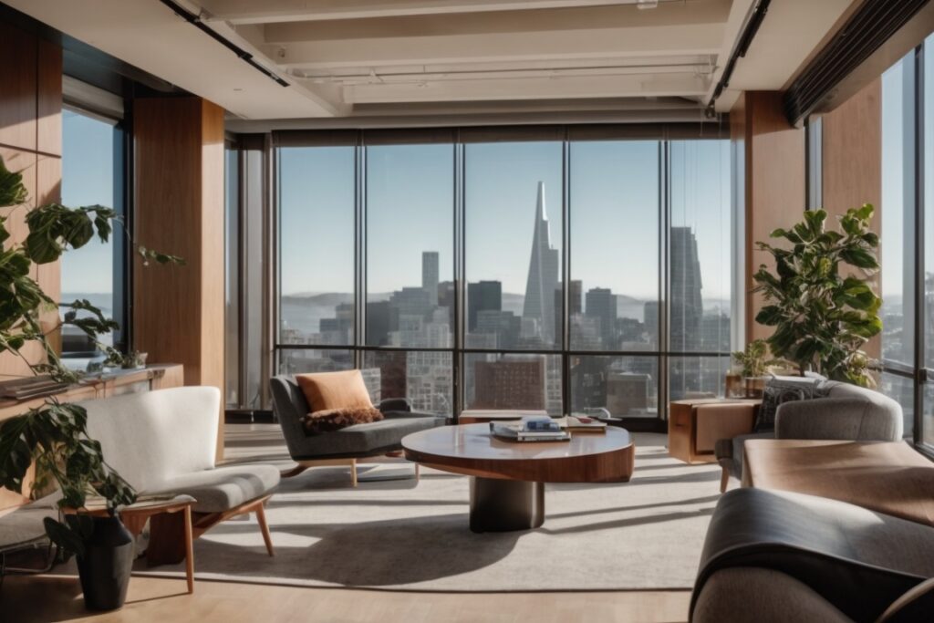 interior of a San Francisco office with energy-efficient window films