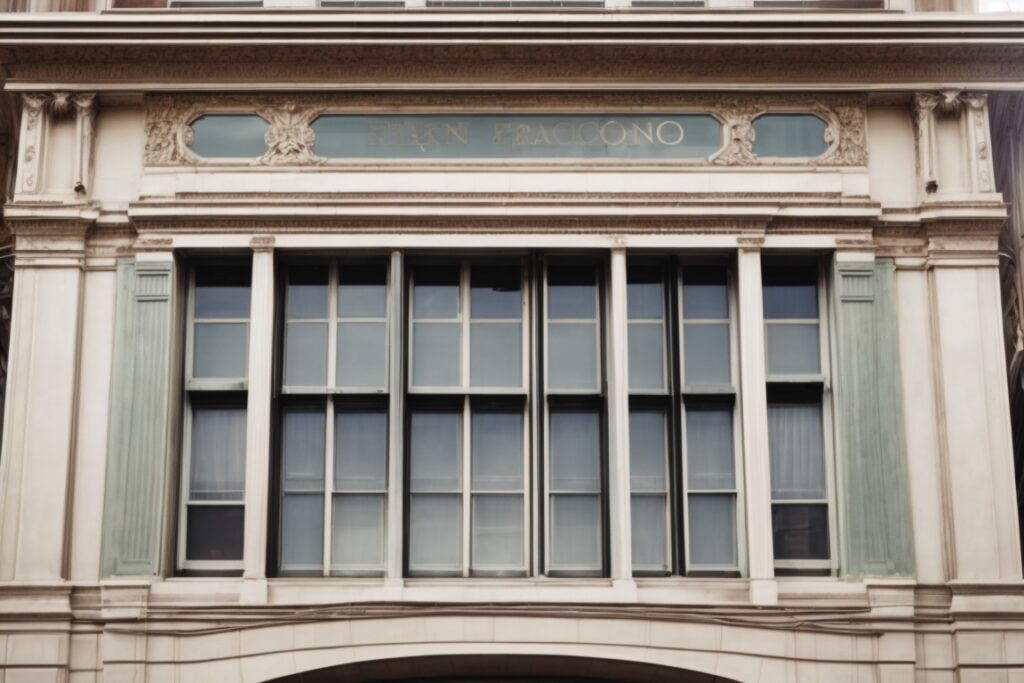 San Francisco building with opaque decorative window film